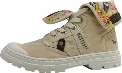 Image de Chaussures de sport Mustang pour femmes, lacets, couleur beige, style décontracté