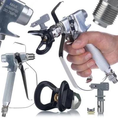 Produktbild von Rosfix Airless Farbspritzpistole für Profis | Mit Düse 517 & Düsenabdeckung | 3000 psi | 1/4" Anschluss | Kompatibel mit GRACO, Wagner