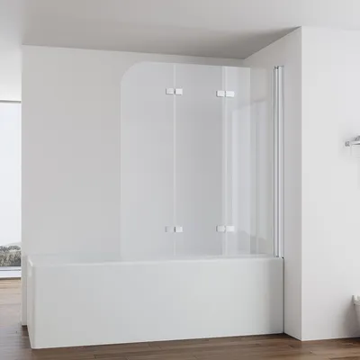 Produktbild von IMPTS Duschwand für Badewanne 120x140cm 3-teilig Faltwand Badewannenaufsatz Faltbar Duschabtrennung 6mm ESG GLAS Badwannenfaltwand Chrom, Klarglas
