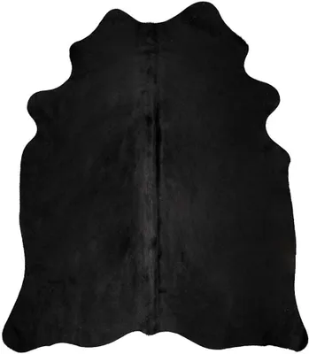 Produktbild von Schwarzer Teppich aus echtem Rindsleder, Kuhfell-Naturteppich ca. 180x220 cm für Wohnzimmer, Schlafzimmer und Büro, rustikaler Echtlederteppich als Unikat