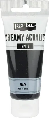 Obrázek produktu pro Akrylová barva krémová akrylová matná černá/černá matná 60ml - Pentart