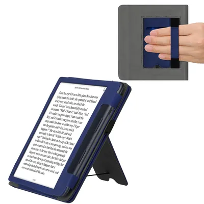 Produktbild von kwmobile Flip Hülle kompatibel mit Kobo Sage - Handschlaufe - Cover Dunkelblau