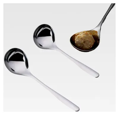 Produktbild von 2 Stück Saucenlöffel aus Edelstahl 304, Suppenlöffel, Soßenkelle, Schöpfkelle, für Küche und Restaurant, Silber