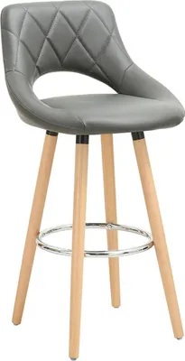 Produktbild von WOLTU Barhocker mit Lehne Fußstütze, aus Kunstleder Holzgestell, Optimal Komfort, Grau