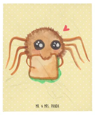 Produktbild von Mr. & Mrs. Panda Flauschige Decke Spinne Agathe Sandwich - Gelb Pastell - Geschenk, Alles Wird gut, Lebensfreude, Sofadecke, Hunger, Glück, Kuscheldecke, Hungrig, Mut