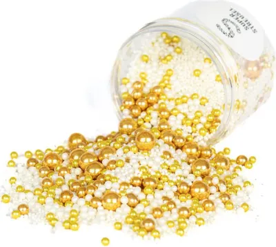 Obrázek produktu pro Cukrové zdobení perličky zlato bílé - 90g GoldFlimmer