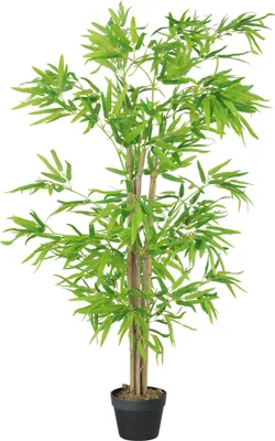 Image de Outsunny Bambou artificiel Hauteur 1,5 m 644 Feuilles denses réalistes Pot Inclus Noir avec Lichen Vert