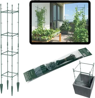 Zdjęcie produktu dla Podpora do roślin FLOO SUPPORTS 21x21x120 cm - Zielona (leśna zieleń) - podpora do wspinaczki do ogrodu i na balkon