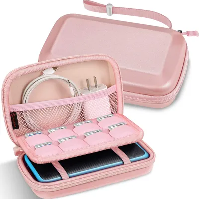 Immagine prodotto di Custodia Fintie per Nintendo 2DS XL / 3DS XL - Custodia per il trasporto Borsa per il trasporto con supporti per schede di gioco e cinghia per la console Nintendo 2DS XL / 3DS XL / 3DS / 3DS LL, oro rosa