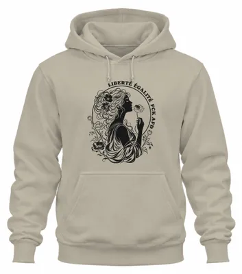 Immagine prodotto di Felpa con cappuccio "Liberté, Égalité", stile sarcastico, colore naturale, taglia M