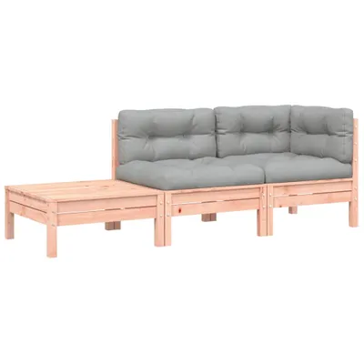 Produktbild von Gartensofa mit Kissen und Fußhocker Massivholz Douglasie