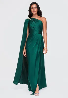 Produktbild von LARICA Kleid asymmetrisch glamour festlich LA-OM-DLR469 bottle green M