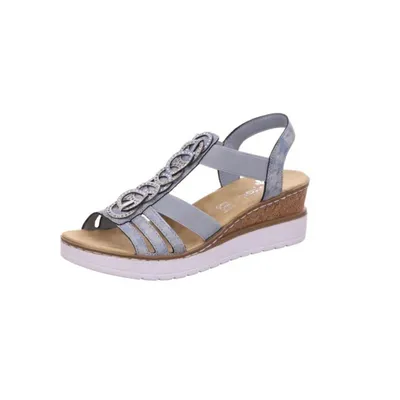Produktbild von Rieker V38H8-12 Damen Sandalen Sandaletten Keilabsatz Plateau, Größe:41 EU, Farbe:Blau