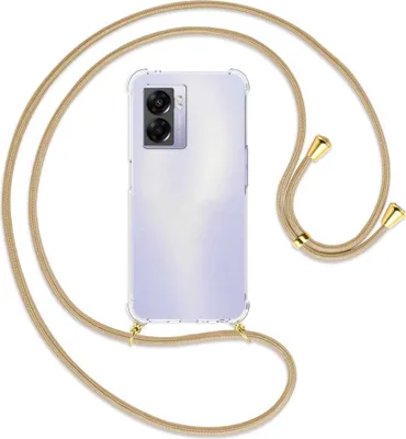 Produktbild von Handykette Backcover-Schutzhülle mit Band (Metall goldfarben) für Realme Narzo 50 5G, A57 / A77 - caramel