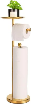 Produktbild von Stand Toilettenpapierhalter mit Telefonablage Gold - Für 5 Rollen, Edelstahl