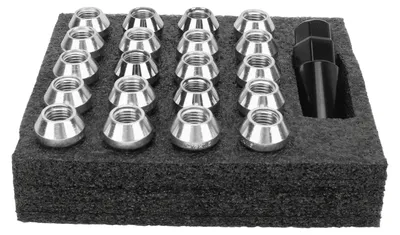 Productafbeelding van 22 stuks conische wielmoeren met moersleutel voor moerhuls, gelegeerd staal, universele gesmede vervanging voor Toyota, zilver, M12 x 1,25