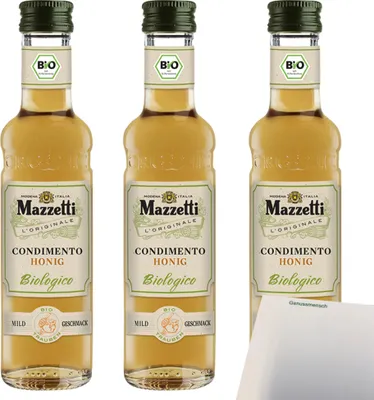 Produktbild von Mazzetti Condimento Bianco mit Honig 3er Pack (3x250ml Flasche) + usy Block