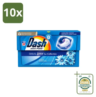 Produktbild von 10 x Dash All-in-1 Pods mit Lenor Frische Meeresbrise für Weißes und Buntes - Vorratspackung - 10 Stücke