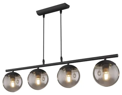 Produktbild von Hängelampe, Glas, rauch-farben, schwarz-matt, L 90 cm, BLAMA