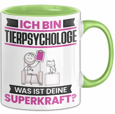 Produktbild von Tierpsychologe Tasse Geschenk für Tierpsychologe Geburtstag Lustiger Spruch Kaffee-Becher Was Ist Deine Superkraft (Grün)