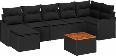 Immagine prodotto di Set Divano da Giardino con cuscino 8 pcs Nero polyrattan