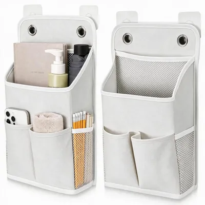 Productafbeelding van Wandorganizer met 4 haken - Voor wandmontage - 2 stuks - Wit