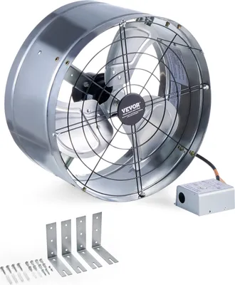 Obrázek produktu pro Odsávací ventilátor VEVOR, 380 x 200 mm, odsávací ventilátor s venkovní mřížkou, průtok vzduchu 1300 CFM pro sedlovou střechu, garáž, dílnu, dům