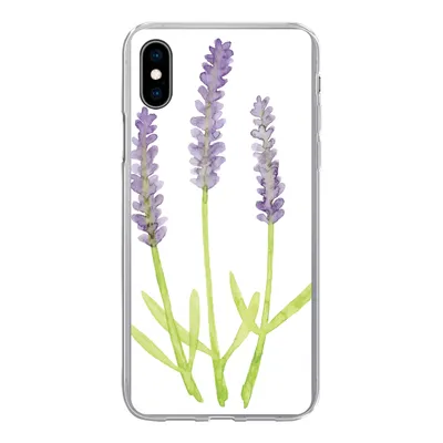 Produktbild von MuchoWow® Handyhülle Schutzhülle Hülle für iPhone Xs Lavendel - Aquarell - Pflanzen Silikon Softcase Handy Hülle - Handytasche