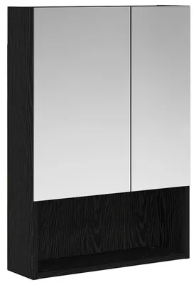 Image de Armoire de salle de bain avec miroir vidaXL, aspect chêne noir, 50 x 14,5 x 70 cm