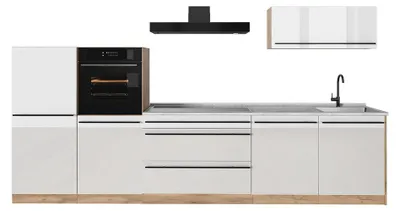 Imagen del producto de Mueble de cocina Vicco R-Line Blanco alto brillo/Roble dorado 340 cm encimera Mármol, Model 66539