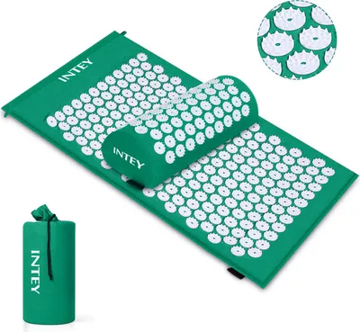 Immagine prodotto di Set per digitopressione INTEY NY-CT34-Whigre, tappetino e cuscino per digitopressione per il relax, bianco/verde