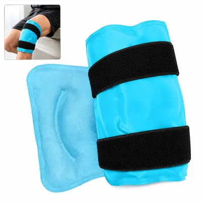 Produktbild von Knie Kühlpad Gel mit Klettband, Kälte & Wärme Therapie, wiederverwendbar, für Arthrose, Sportverletzungen & Gelenkschmerzen