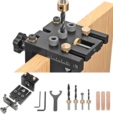 Bohrschablone 6/8/10 mm, Dübeljig-Set für Holz, zentriert