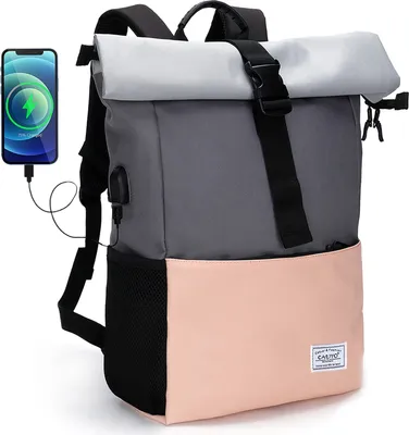 Produktbild von Mofut Rucksäcke Freizeitrucksack Arbeitsrucksack Groß Damen lässiger Rolltop Rucksack Herren Backpack Tagesrucksack Schulrucksack Sportrucksack mit vielen Fächer wasserabweisend Hohe Kapazität, mit Laptopfach bis 15,6 zoll und externen USB-Anschluss, Rolltop Design