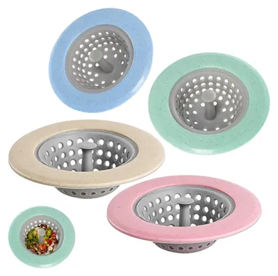 Produktbild von 4 Stück Abflusssieb aus Silikon – Universelle Siebeinsätze mit Haarfänger für Küchenspüle, Dusche, Waschbecken & Badewanne – Rostfreier Abflussfilter, Verstopfungsschutz