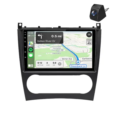 Produktbild von 9in 4+64G Carplay Andriod15 SWC GPS Navi Geeignet für Mercedes Benz C Klasse W203 2005-2009 WIFI BT RDS DSP DAB+ 4kern FM mit kamera