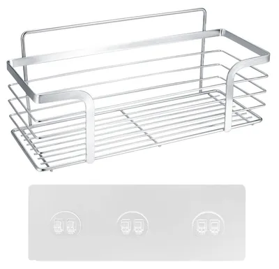 Produktbild von Duschablage ohne Bohren Duschregal Badregal - Edelstahl - Selbstklebend - Offenes Gitter