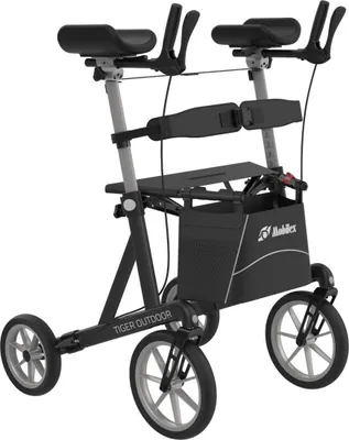 Produktbild von FabaCare Arthritis Rollator Tiger Outdoor XXL, Unterarmrollator, gepolsterte Armauflagen, höhenverstellbarer Arthritsrollator, mit Tasche, bis 200 kg, Braun