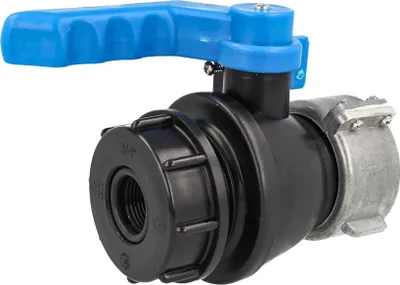 Produktbild von tecuro IBC Adapter Kugelventil mit Adapter auf 3/4 Zoll Innengewinde, beidseitig Grobgewinde S60 x 6