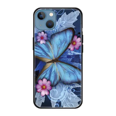 Produktbild von König Design Hülle kompatibel mit Apple iPhone 13 Kunststoff Soft Handyhülle - Handy Case Schmetterling Blau