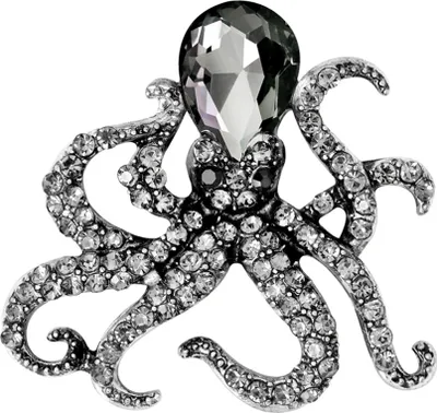 Produktbild von Niedliche Oktopus-Brosche für Damen, glänzender Strassstein, Party-Schmuck, Schal-Geschenk-Schwarz