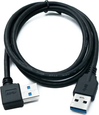 Produktbild von SYSTEM-S USB 3.0 Kabel 100 cm Typ A Stecker zu Stecker Adapter Winkel in Schwarz