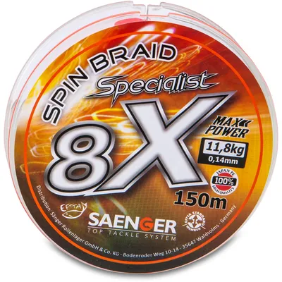 Obrázek produktu pro Pětičlenná rybářská šňůra Spin Braid Specialist 8x (fluo/oranžová)