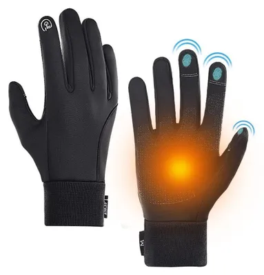 Immagine prodotto di Guanti invernali - Touchscreen - Antivento e impermeabili - Nero - Per ciclismo e corsa