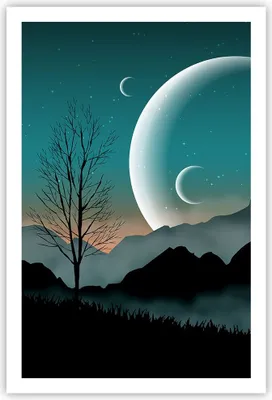 Produktbild von Poster - Poster ohne Rahmen - Himmel Nacht Illustration - 61x91,5 cm - Wand Bild - Wanddeko - Wandbilder - Kunstposter - Wandposter - Bilder - Kunstdruck - Wanddekoration - Wandbild - P2XPA61x91-4143