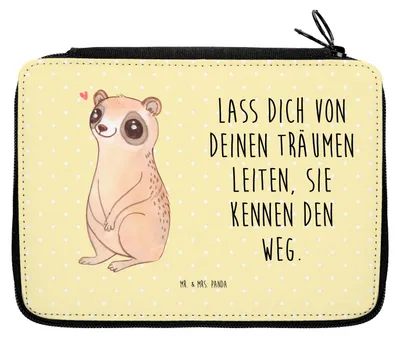 Produktbild von Mr. & Mrs. Panda Federmäppchen Plumplori Glücklich - Gelb Pastell - Geschenk, Schlampermäppchen, Mäppchen, Glück, Bleistiftetui, Niedlich, Etui, Federtasche