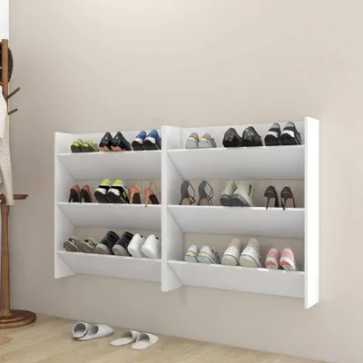 Produktbild von Design Wand-Schuhschränke 2 Stk. Weiß 80x18x90 cm Holzwerkstoff - Schuhregale 2025 Neu1865561 1parcel