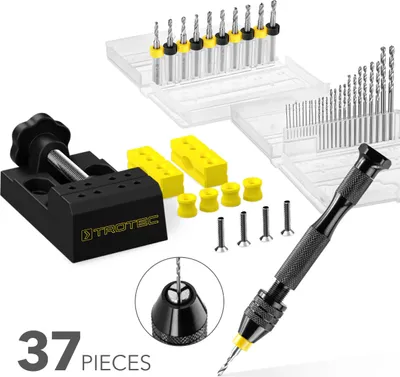 Produktbild von TROTEC Handbohrer-Set 37-teilig Werkzeug Handwerkzeug Bohrer Schraubstock Mikro-Bits Holz Metall Plastik
