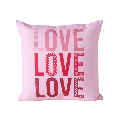 Produktbild von Rosa Sofakissen Love mit Spruch 45x45 cm