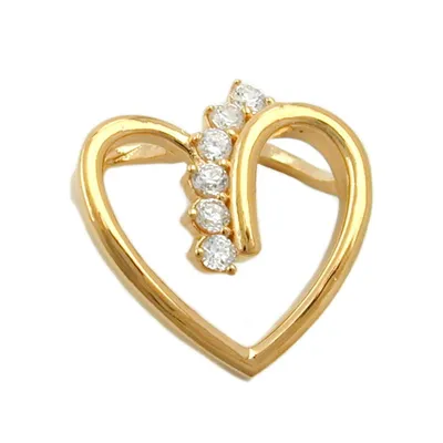 Produktbild von Anhänger 12x13mm Herz mit Zirkonias vergoldet 3 Mikron gold 12x13mm